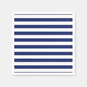 Navy Blue and White Stripe Pattern Napkin