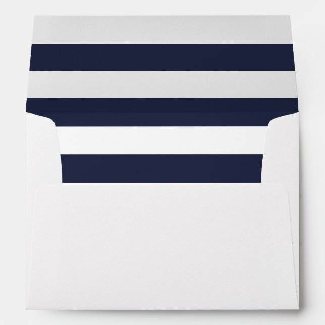 Navy Blue And White Striped Lined Envelope (Back (Bottom))