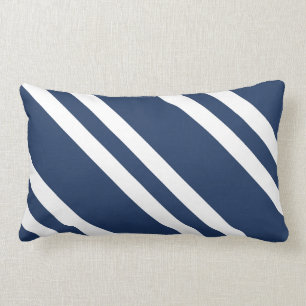 Navy Blue and White Striped Lumbar Cushion