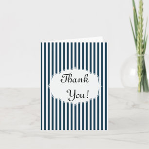 Navy Blue and White Striped Thank You Note Card