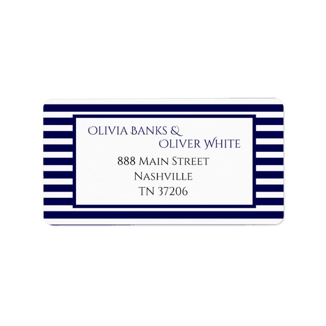 Navy Blue and White Stripes - Address Label (Front)
