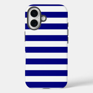 Navy Blue and White Stripes iPhone 16 Case