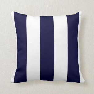 Navy Blue And White Stripes Cushion