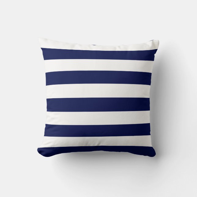Navy Blue and White Stripes Cushion (Front)