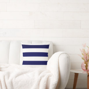 Navy Blue and White Stripes Cushion