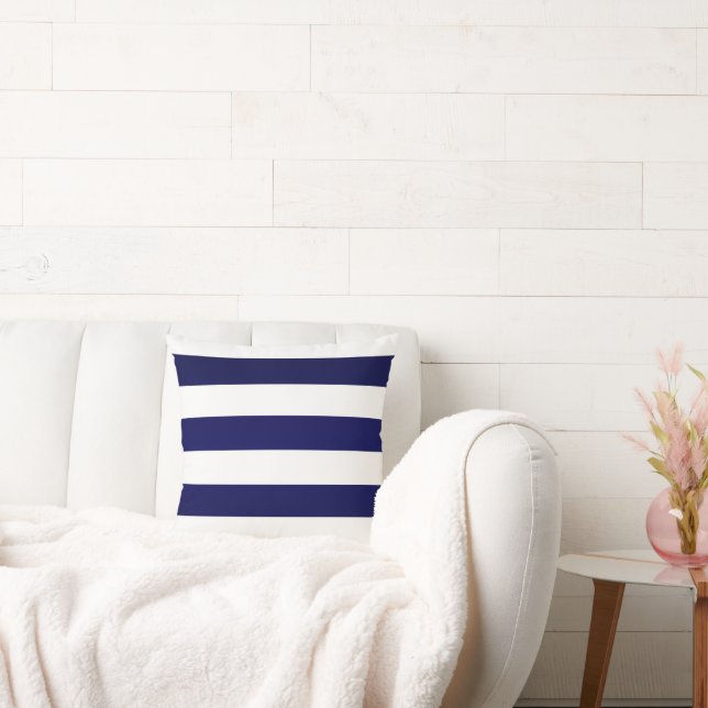 Navy Blue and White Stripes Cushion (Couch)