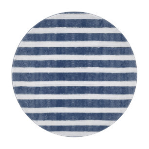 Navy Blue and White Stripes Cutting Board