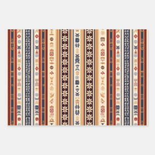 Navy Blue and White Stripes Hanukkah Wrapping Paper Sheet
