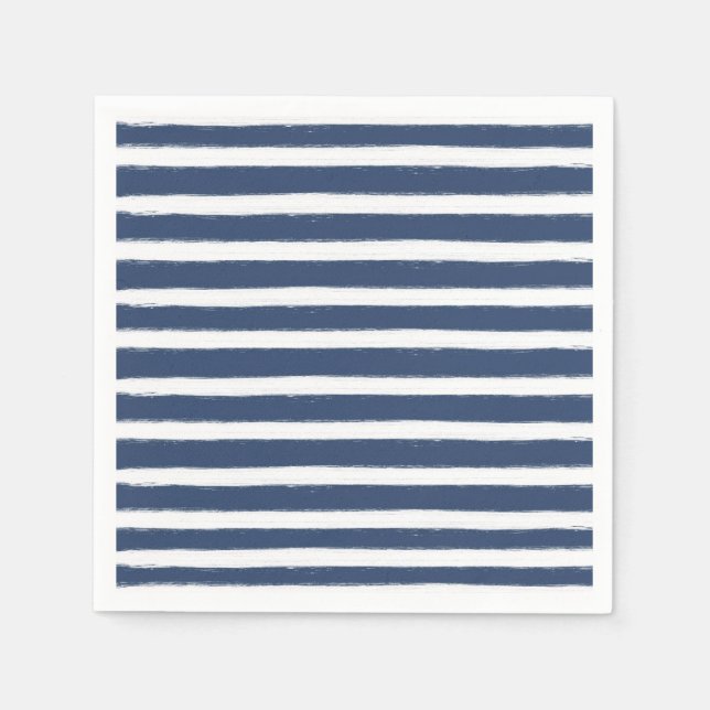 Navy Blue and White Stripes Napkin (Front)