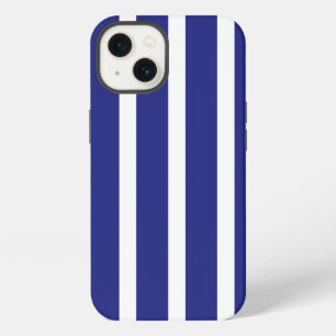 Navy blue and white stripes pattern iPhone 13 case