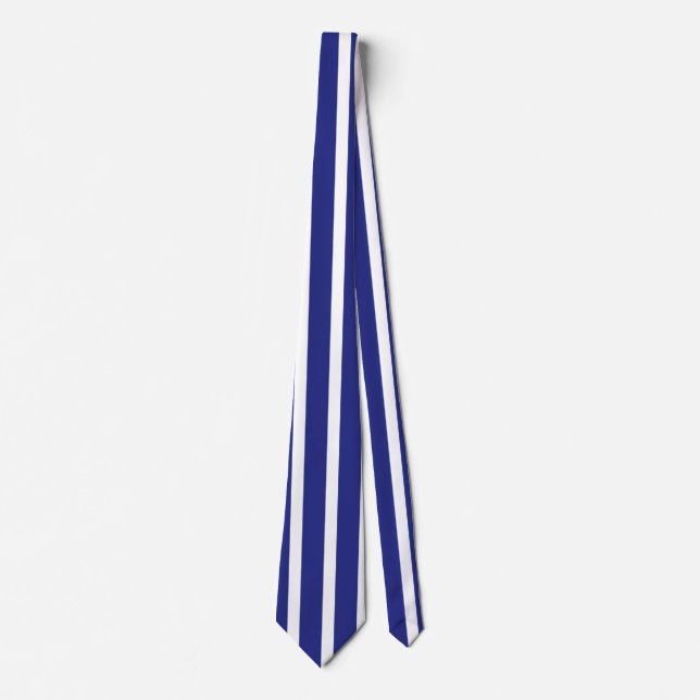 Navy blue and white stripes pattern tie (Front)
