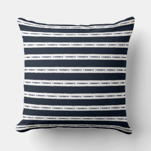 Navy Blue and White Stripes Throw Pillow
