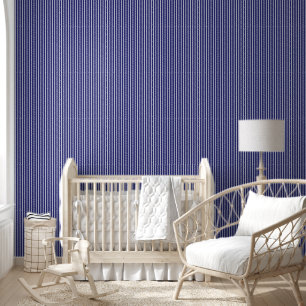 Navy Blue and White Stripes Wallpaper