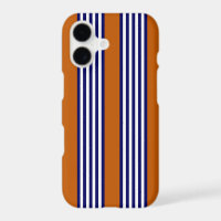 Navy blue and white stripes with burnt orange