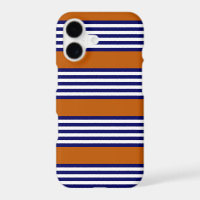 Navy blue and white stripes with burnt orange