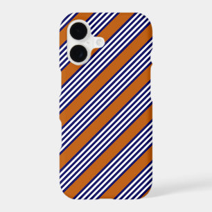 Navy blue and white stripes with burnt orange