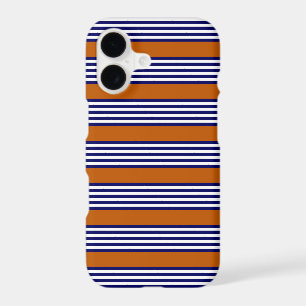 Navy blue and white stripes with burnt orange