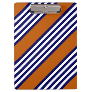 Navy blue and white stripes with burnt orange clipboard