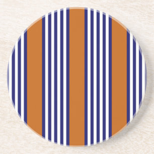 Navy blue and white stripes with burnt orange coaster