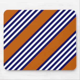 Navy blue and white stripes with burnt orange mouse mat