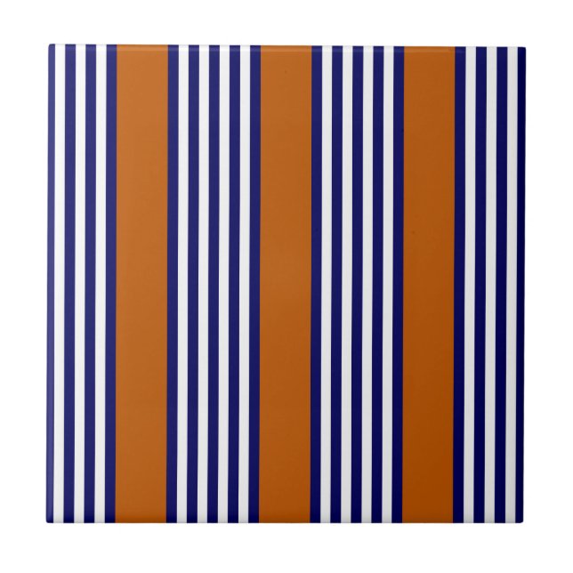 Navy blue and white stripes with burnt orange tile (Front)