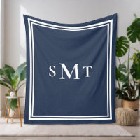 Navy Blue and White Three Letter Monogram