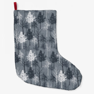 Navy Blue and White Trees Large Christmas Stocking