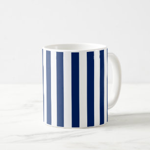 Navy Blue and White Vertical Stripes Coffee Mug