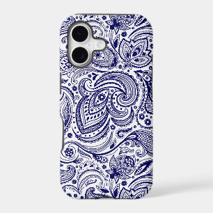 Navy-Blue and white vintage floral paisley pattern