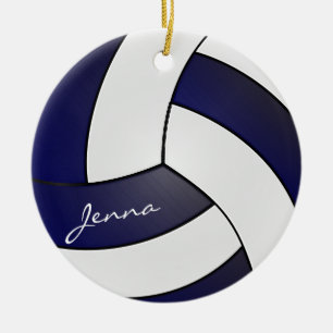Navy Blue and White Volleyball  🏐   DIY Name Ceramic Tree Decoration