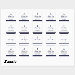 Navy Blue and White Wedding Favour Anchor Stickers
