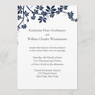 Navy Blue And White Wedding Invitations