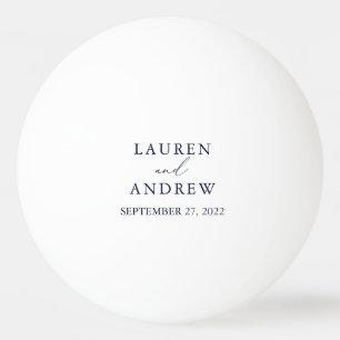 Navy Blue and White Wedding Personalised Ping Pong Ball