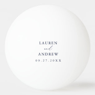 Navy Blue and White Wedding Personalized Beer Pong Ping Pong Ball