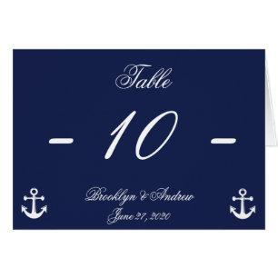 Navy Blue and White Wedding Table Numbers