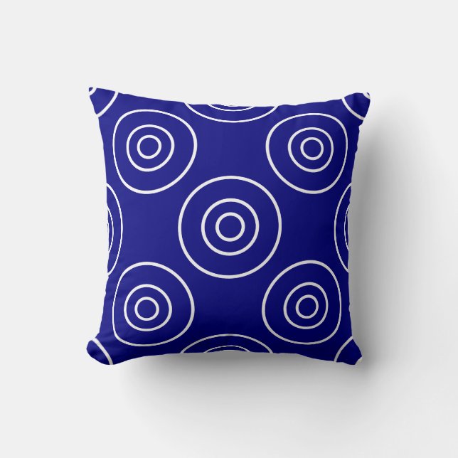 Navy blue and white with circles cushion (Front)