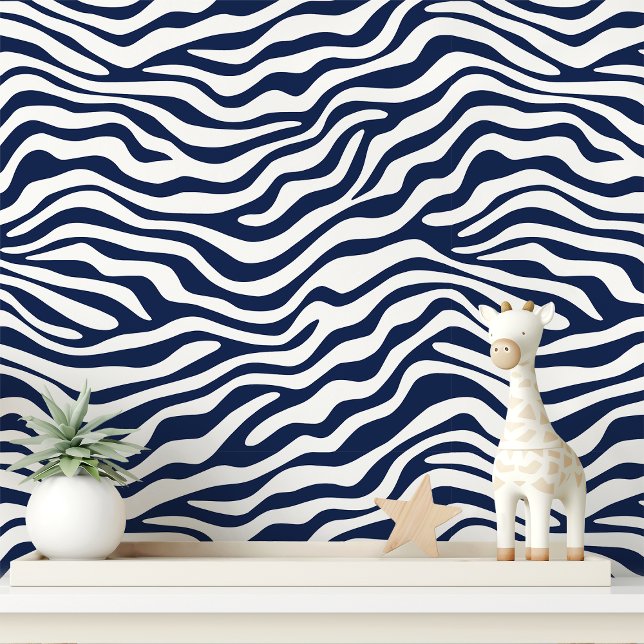 Navy Blue and White Zebra Stripe Wallpaper (Creator Uploaded)