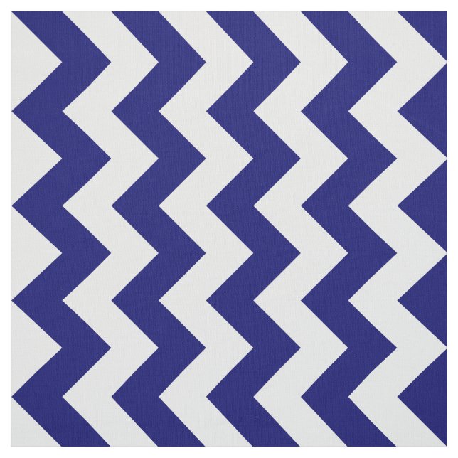 Navy Blue and White Zigzag Geometric Fabric (Swatch)