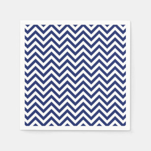 Navy Blue and White Zigzag Stripes Chevron Pattern Napkin