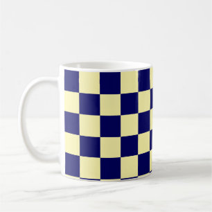 Navy Blue and Yellow Chequerboard Pattern Coffee Mug
