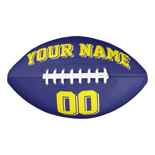 NAVY BLUE AND YELLOW Custom Football American Football (Front)