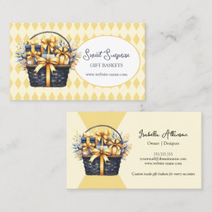 Navy Blue and Yellow Gift Basket Business Card