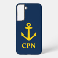 Navy blue and yellow nautical anchor monogrammed
