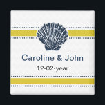 Navy Blue and Yellow Seashell Wedding Stationery Magnet<br><div class="desc">Navy Blue and Yellow Seashell Wedding Stationery</div>