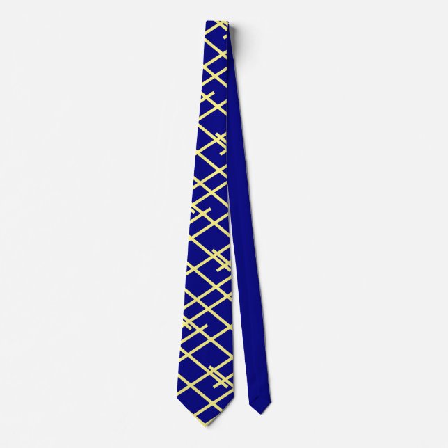 Navy Blue and Yellow Stripes wedding Neck Tie (Front)