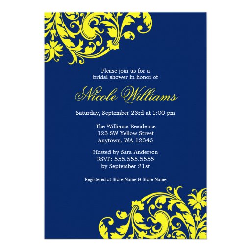 Navy And Yellow Bridal Shower Invitations 9