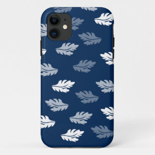 Navy Blue Antique Leaves Pattern iPhone 11 Case