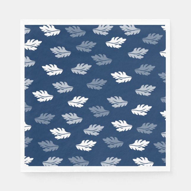 Navy Blue Antique Leaves Pattern Napkin (Front)