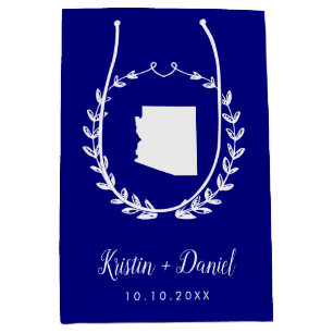 Navy Blue Arizona Map Wedding Welcome Swag Medium Gift Bag