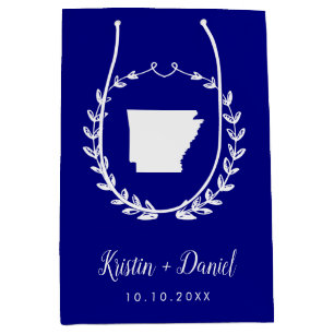 Navy Blue Arkansas Map Wedding Welcome Swag Medium Gift Bag